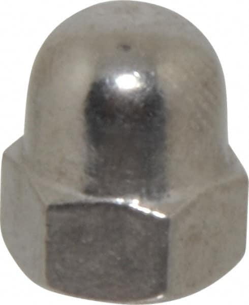 Value Collection - M6x1 Metric Coarse, 10mm Width Across Flats, Uncoated, Stainless Steel Acorn Nut - 12mm Overall Height, Austenitic A2, DIN 1587 - Exact Tooling
