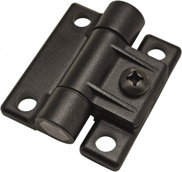 80/20 Inc. - 2-1/4" Long x 2-1/2" Wide x 19.56mm Thick, Adjustable Hinge - Black Acetal, No Finish - Exact Tooling