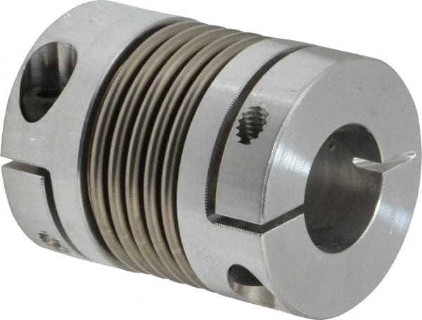 Lovejoy - 5/8" Max Bore Diam, Flexible Bellows Clamp Coupling - 1.28" OD, 1.614" OAL, Aluminum Hub with Stainless Steel Bellows - Exact Tooling