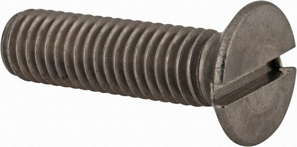 Value Collection - M8x1.25 Metric Coarse, 30mm OAL Slotted Drive Machine Screw - Flat Head, Grade 18-8 & A2 Stainless Steel, Uncoated, Without Washer - Exact Tooling