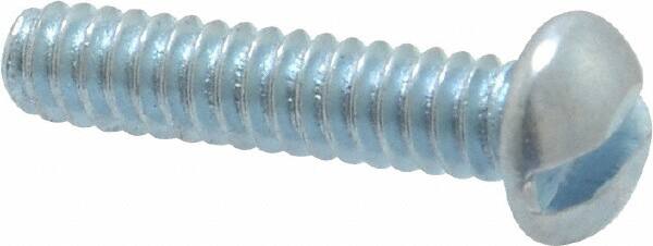 Value Collection - #6-32 UNC, 5/8" Length Under Head Slotted Drive Machine Screw - Round Head, Grade J82 Steel, Zinc-Plated Finish, Without Washer - Exact Tooling