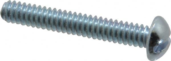 Value Collection - #10-24 UNC, 1-1/4" Length Under Head Slotted Drive Machine Screw - Round Head, Alloy Steel, Zinc-Plated Finish, Without Washer - Exact Tooling