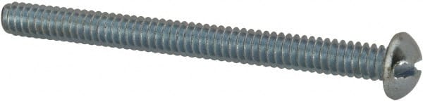 Value Collection - #10-24 UNC, 2-1/4" Length Under Head Slotted Drive Machine Screw - Round Head, Alloy Steel, Zinc-Plated Finish, Without Washer - Exact Tooling