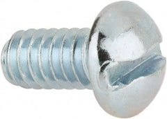 Value Collection - 1/4-20 UNC, 1/2" Length Under Head Slotted Drive Machine Screw - Round Head, Alloy Steel, Zinc-Plated Finish, Without Washer - Exact Tooling