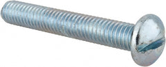 Value Collection - 3/8-16 UNC, 2-1/2" Length Under Head Slotted Drive Machine Screw - Round Head, Alloy Steel, Zinc-Plated Finish, Without Washer - Exact Tooling