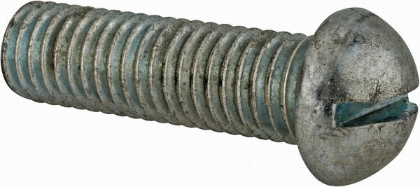 Value Collection - 1/2-13 UNC, 1-3/4" Length Under Head Slotted Drive Machine Screw - Round Head, Grade J82 Steel, Zinc-Plated Finish, Without Washer - Exact Tooling