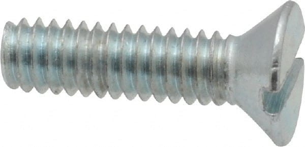 Value Collection - #8-32 UNC, 5/8" OAL Slotted Drive Machine Screw - Flat Head, Grade 2 Steel, Zinc-Plated Finish, Without Washer - Exact Tooling