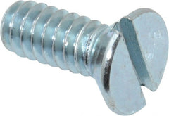 Value Collection - #10-24 UNC, 1/2" OAL Slotted Drive Machine Screw - Flat Head, Grade 2 Steel, Zinc-Plated Finish, Without Washer - Exact Tooling