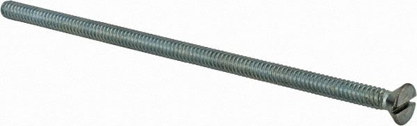 Value Collection - #10-24 UNC, 4-1/2" OAL Slotted Drive Machine Screw - Flat Head, Grade 2 Steel, Zinc-Plated Finish, Without Washer - Exact Tooling