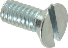 Value Collection - 1/4-20 UNC, 5/8" OAL Slotted Drive Machine Screw - Flat Head, Grade 2 Steel, Zinc-Plated Finish, Without Washer - Exact Tooling