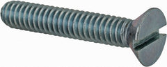Value Collection - 1/4-20 UNC, 1-1/2" OAL Slotted Drive Machine Screw - Flat Head, Grade 2 Steel, Zinc-Plated Finish, Without Washer - Exact Tooling