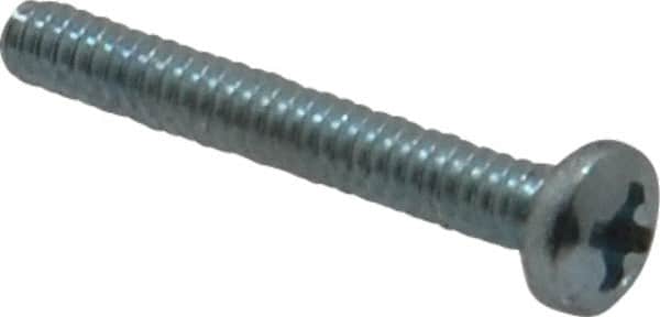 Value Collection - #6-32 UNC, 1" Length Under Head Phillips Drive Machine Screw - Pan Head, Grade 2 Steel, Zinc-Plated Finish, Without Washer - Exact Tooling