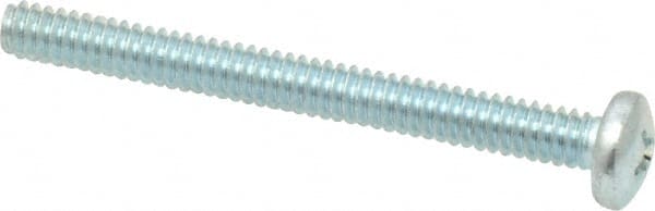 Value Collection - #10-24 UNC, 2" Length Under Head Phillips Drive Machine Screw - Pan Head, Grade 2 Steel, Zinc-Plated Finish, Without Washer - Exact Tooling