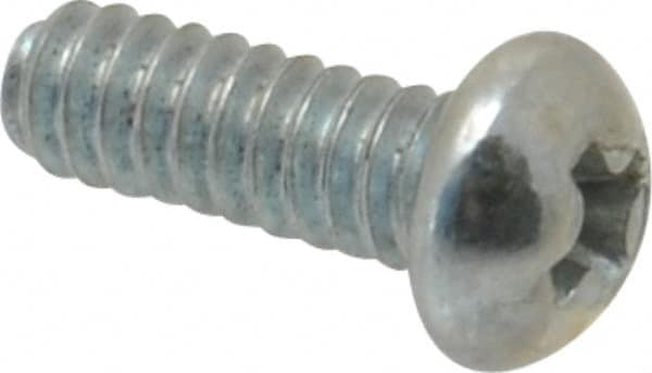 Value Collection - #4-40 UNC, 5/16" Length Under Head Phillips Drive Machine Screw - Round Head, Grade 2 Steel, Zinc-Plated Finish, Without Washer - Exact Tooling