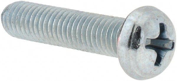 Value Collection - #10-32 UNF, 7/8" Length Under Head Phillips Drive Machine Screw - Round Head, Grade 2 Steel, Zinc-Plated Finish, Without Washer - Exact Tooling