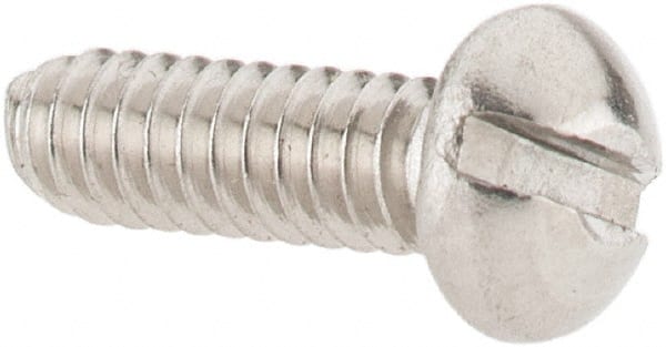 Value Collection - #4-40 UNC, 3/8" Length Under Head Slotted Drive Machine Screw - Round Head, Grade 18-8 Stainless Steel, Uncoated, Without Washer - Exact Tooling