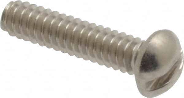 Value Collection - #4-40 UNC, 1/2" Length Under Head Slotted Drive Machine Screw - Round Head, Grade 18-8 Stainless Steel, Uncoated, Without Washer - Exact Tooling