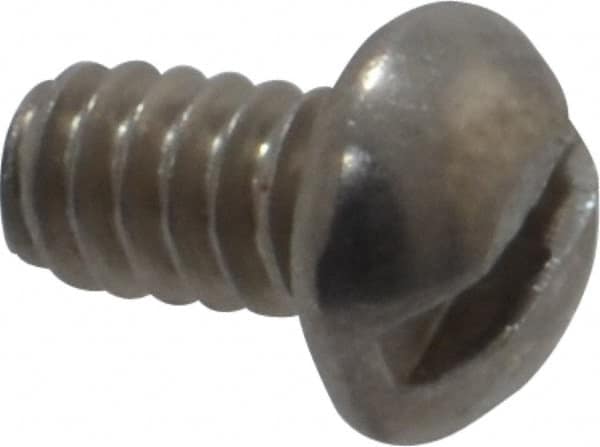 Value Collection - #6-32 UNC, 1/4" Length Under Head Slotted Drive Machine Screw - Round Head, Grade 18-8 Stainless Steel, Uncoated, Without Washer - Exact Tooling