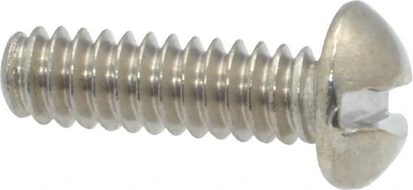 Value Collection - #10-24 UNC, 5/8" Length Under Head Slotted Drive Machine Screw - Round Head, Grade 18-8 Stainless Steel, Uncoated, Without Washer - Exact Tooling