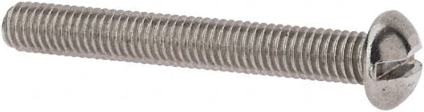Value Collection - #10-32 UNF, 1-1/2" Length Under Head Slotted Drive Machine Screw - Round Head, Grade 18-8 Stainless Steel, Uncoated, Without Washer - Exact Tooling