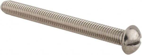 Value Collection - #10-32 UNF, 2" Length Under Head Slotted Drive Machine Screw - Round Head, Grade 18-8 Stainless Steel, Uncoated, Without Washer - Exact Tooling