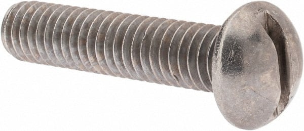 Value Collection - 5/16-18 UNC, 1-1/2" Length Under Head Slotted Drive Machine Screw - Round Head, Grade 18-8 Stainless Steel, Uncoated, Without Washer - Exact Tooling