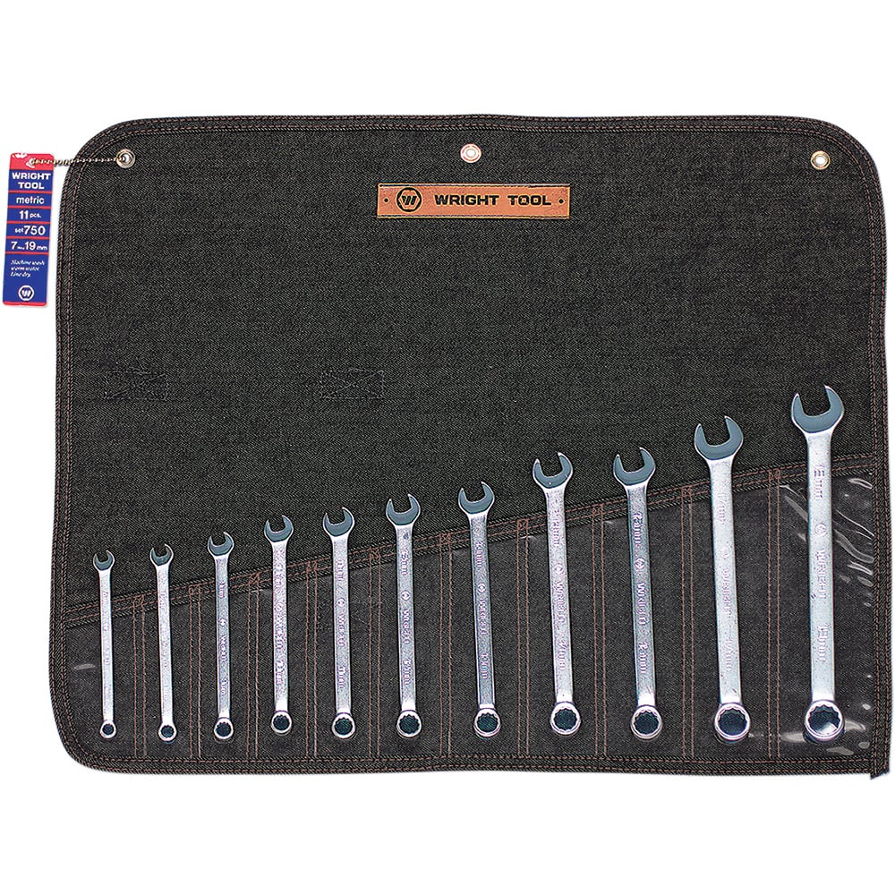 Wright Tool & Forge - 11 Pc, 7 -19mm, 12-Point Metric Combination Wrench Set - Exact Tooling