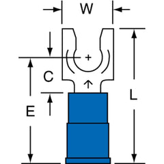 3M - #10 Stud, 16 to 14 AWG Compatible, Partially Insulated, Crimp Connection, Locking Fork Terminal - Exact Tooling