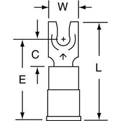 3M - #6 Stud, 16 to 14 AWG Compatible, Partially Insulated, Crimp Connection, Standard Fork Terminal - Exact Tooling