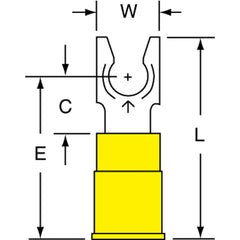 3M - #10 Stud, 12 to 10 AWG Compatible, Partially Insulated, Crimp Connection, Standard Fork Terminal - Exact Tooling