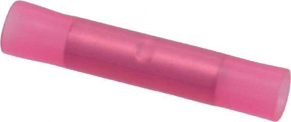 3M - 22 to 18 AWG Compatible, Nylon Fully Insulated, Crimp-On Butt Splice Terminal - 2 Wire Entries, 1.08" OAL, Red - Exact Tooling
