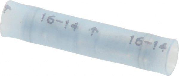 3M - 16 to 14 AWG Compatible, Nylon Fully Insulated, Crimp-On Butt Splice Terminal - 2 Wire Entries, 1.08" OAL, Blue - Exact Tooling