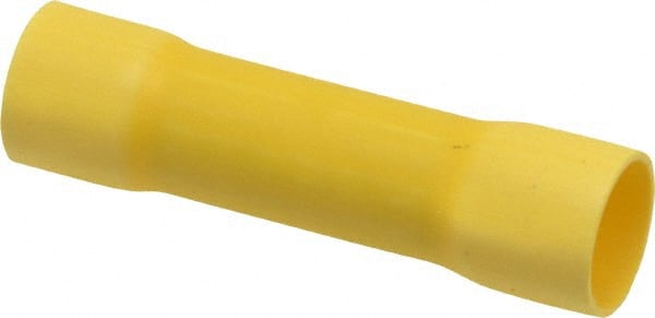 3M - 4 AWG Compatible, Vinyl Fully Insulated, Crimp-On Butt Splice Terminal - 2 Wire Entries, Copper Contacts, Zinc Contact Plating, 1.08" OAL, Yellow - Exact Tooling