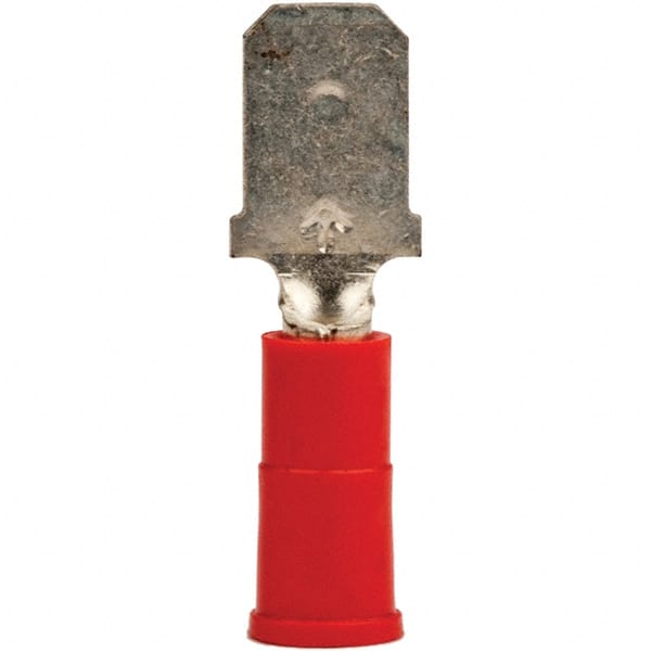 3M - 22 to 18 AWG, Vinyl, Partially Insulated, Male Wire Disconnect - 1/4" Wide Tab, Red, RoHS 2011/65/EU Compliant - Exact Tooling