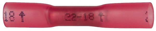 3M - 22 to 18 AWG Compatible, Heat Shrink Fully Insulated, Crimp-On Butt Splice Terminal - 2 Wire Entries, 1.2" OAL, Red - Exact Tooling