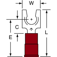 3M - #10 Stud, 22 to 18 AWG Compatible, Partially Insulated, Crimp Connection, Locking Fork Terminal - Exact Tooling