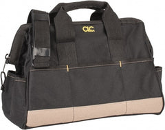 CLC - 22 Pocket Black & Khaki Polyester Tool Bag - 16" Wide x 8-1/2" Deep x 10" High - Exact Tooling