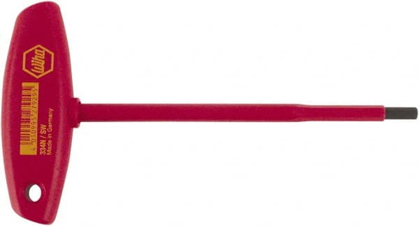 Wiha - 1/4" Hex, T-Handle, Insulated Hex Key - 7-7/64" OAL, Chrome Vanadium Molybdenum, Inch System of Measurement - Exact Tooling
