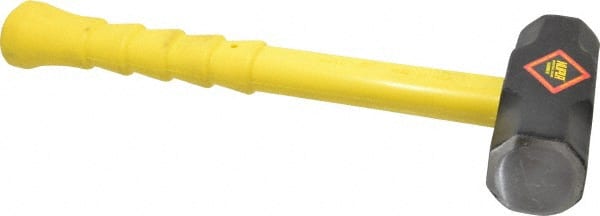 NUPLA - 6 Lb Head, 16" Long Sledge Hammer - Steel Head, 2-1/8" Face Diam, Fiberglass Handle - Exact Tooling