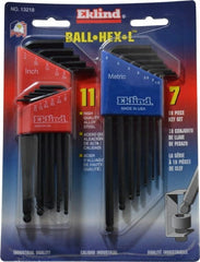 Eklind - 18 Piece L-Key Ball End Hex Key Set - Exact Tooling