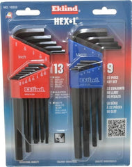 Eklind - 22 Piece L-Key Hex Key Set - Exact Tooling