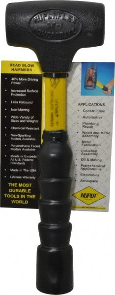 NUPLA - 1 Lb Head 1-5/8" Face Nonmarring Hammer - 11" OAL, Fiberglass Handle - Exact Tooling