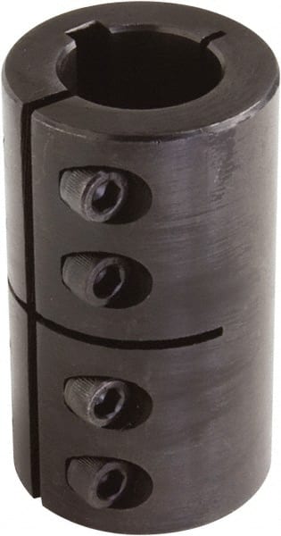 Climax Metal Products - 1-1/2" Inside x 2-5/8" Outside Diam, One Piece Split Clamping Collar with Keyway - 3-7/8" Long x 3/8" Keyway Width x 3/16" Keyway Depth - Exact Tooling