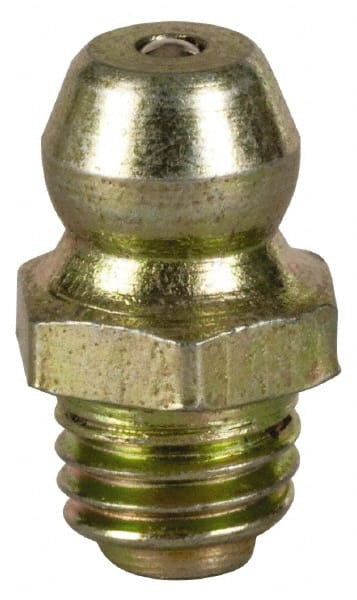 Value Collection - Straight Head Angle, 1/4-28 Steel Thread-Forming Grease Fitting - 7.94mm Hex - Exact Tooling