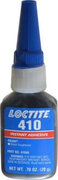 Loctite - 0.70 oz Bottle Black Instant Adhesive - Series 410, 90 sec Fixture Time, 24 hr Full Cure Time, Bonds to Metal, Plastic & Rubber - Exact Tooling