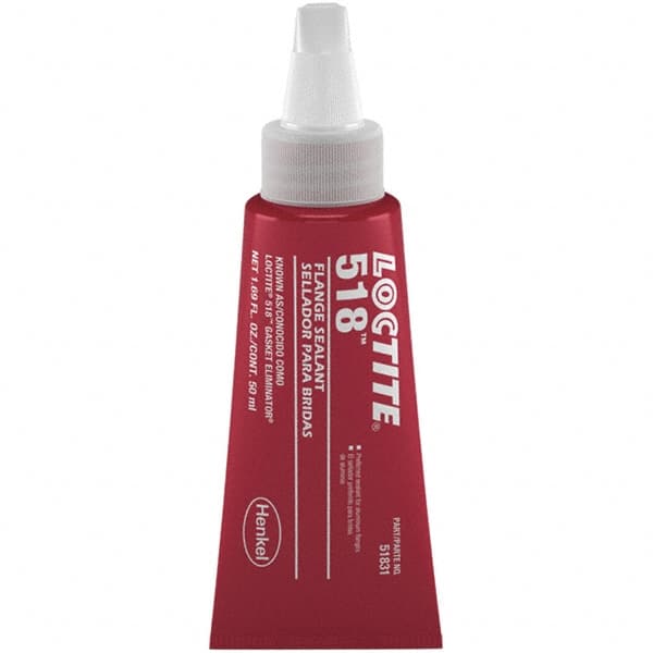 Loctite - 50 mL Tube Red Dimethacrylate Ester Joint Sealant - -65 to 300°F Operating Temp, 4 to 24 hr Full Cure Time, Series 518 - Exact Tooling