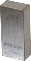 Mitutoyo - 0.65" Rectangular Steel Gage Block - Accuracy Grade AS-1, Includes Certificate of Inspection - Exact Tooling