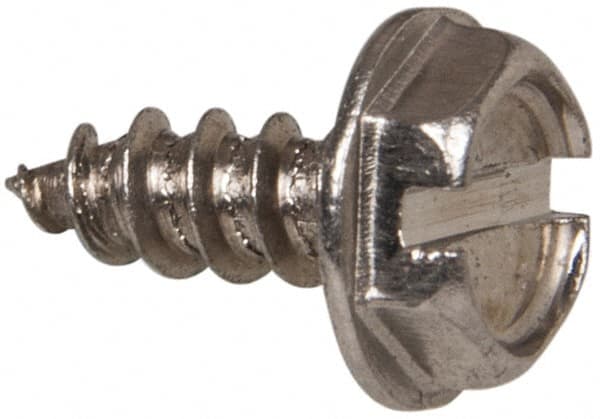 Value Collection - #6 Hex Washer Head Slotted Sheet Metal Screw - Stainless Steel, 3/8" Length Under Head, Grade 316 - Exact Tooling