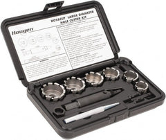 Hougen - 9 Piece, 7/8 to 1-1/2" Cutter Diam, 1/2" Cutting Depth, High Speed Steel Annular Cutter Set - Bright Finish, 1/2" Shank Diam, 7/8, 1, 1-1/8, 1-1/4, 1-3/8, 1-1/2" Cutter Diams - Exact Tooling