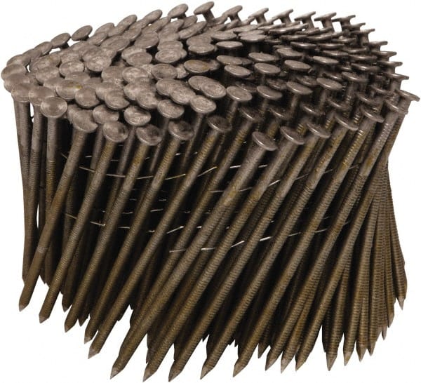 Stanley Bostitch - 11 Gauge 0.12" Shank Diam 3-1/4" Long Framing Nails for Power Nailers - Steel, Bright Finish, Ring Shank, Coil Wire Collation, Round Head, Chisel Point - Exact Tooling
